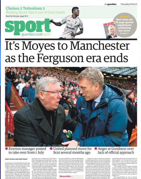 The Guardian đưa thông tin: Kỷ nguyên của Ferguson kết thúc và Moyes tới Manchester