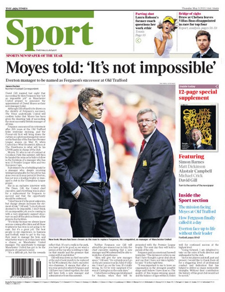 Tờ The Time trích dẫn câu nói của Moyes: Đó không phải là điều không thể