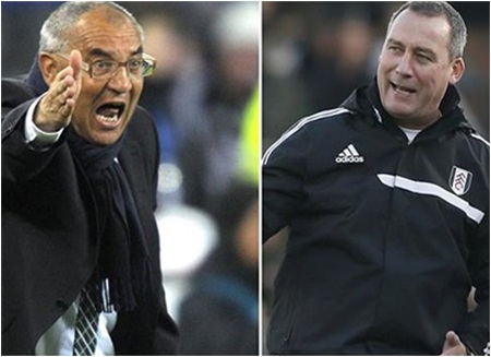 “Cánh tay trái” một thời của Ferguson bị Fulham đuổi việc - 1 Magath (phải) sẽ thay thế vị trí của Meulensten (trái) ở Fulham