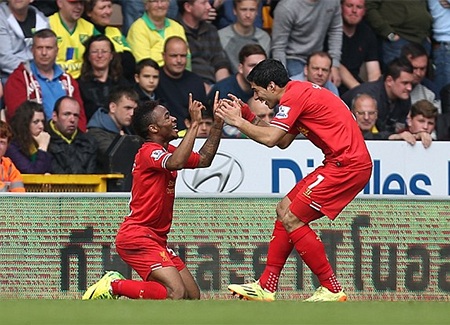 Đánh bại Norwich, Liverpool rộng cửa vô địch Premier League - 1 Sterling và Suarez là những cầu thủ ghi bàn cho Liverpool ở trận này