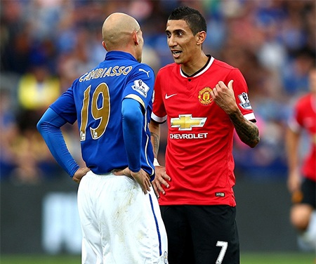 Cambiasso nói chuyện với đồng hương Di Maria. Cựu tiền vệ của Inter Milan mới gia nhập Leicester