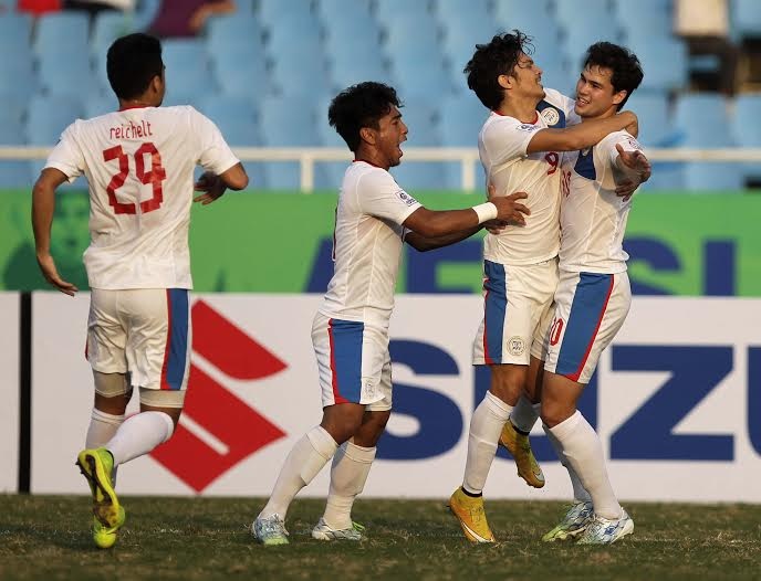 Niềm vui chiến thắng của các cầu thủ Philippines