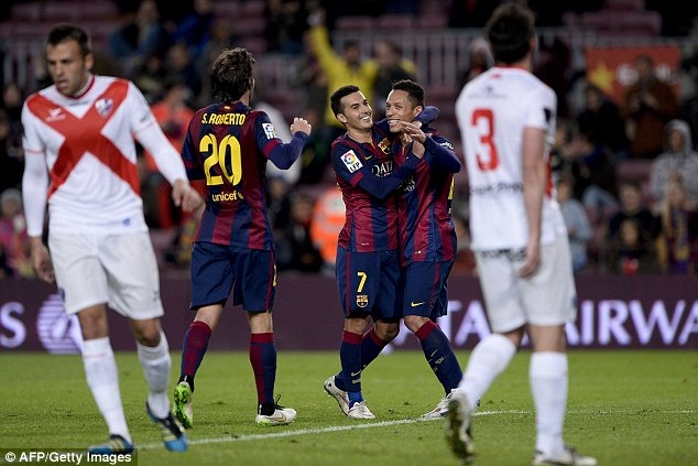 Niềm vui chiến thắng của các cầu thủ Barcelona