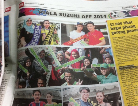 Hình ảnh CĐV Việt Nam trên báo Malaysia