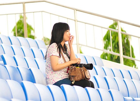 Nữ phóng viên Nhật Bản xinh đẹp hâm mộ Công Phượng - 8 Megumi cho biết cô luôn cổ vũ hết mình cho Công Phượng