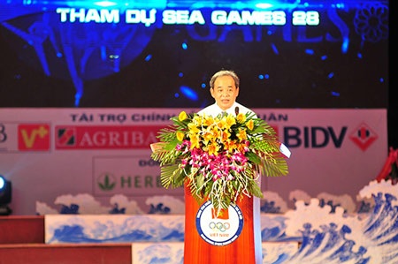Tổng cục trưởng TC TDTT Vương Bích Thắng phát biểu tại lễ xuất quân