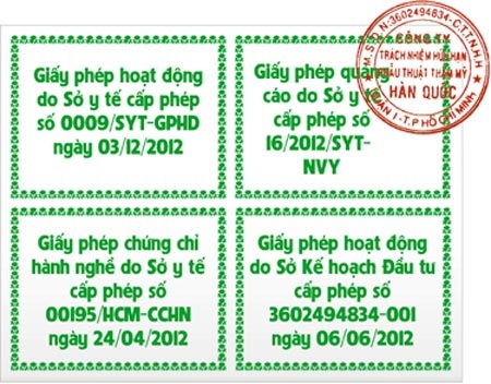 Bác Sĩ Nguyễn Phan Tú Dung - Người duy nhất nhận tác quyền Nâng mũi S line tại Việt Nam - 6 Giấy phép hoạt động
hợp pháp của Thẩm mỹ viện JW Hàn Quốc