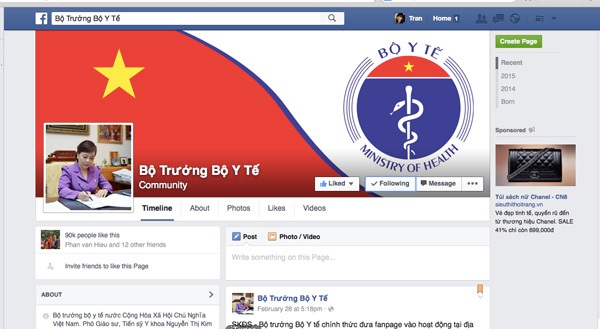 Lắng nghe người dân, Bộ trưởng Y tế công bố trang facebook - 1 Lắng nghe người dân, Bộ trưởng Y tế công bố trang facebook