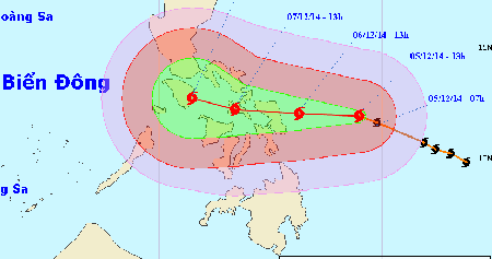 Siêu bão đang tiến vào biển Đông - 1 Bão Hagupit giật cấp 17 còn diễn biến phức tạp. (Ảnh NCHMF)
