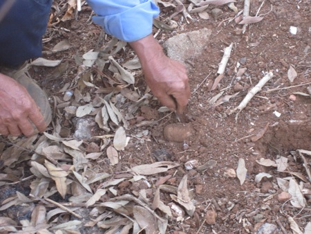 Vỏ một loại đạn cối trên khu đất con trai ông Lai