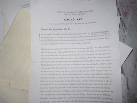 Đơn kêu cứu của con trai bà Hiền