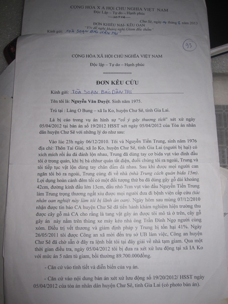 Đơn kêu cứu của gia đình chị Thao
