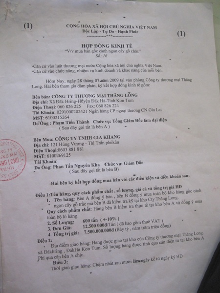 Hợp đồng kho gỗ 7,5 tỷ đồng