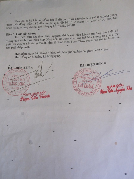 Hợp đồng kho gỗ 7,5 tỷ đồng