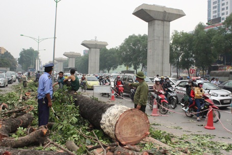 Phương tiện di chuyển rất khó khăn qua đoạn đường này