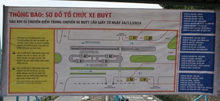 Sơ đồ tổ chức xe buýt thay thế cho trạm trung chuyển xe buýt cũ...