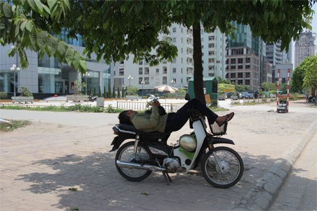 Chui xuống “lòng đất”, ẩn dưới gầm cầu trốn nắng 40 độ C ở Hà Nội - 10 Giấc ngủ vội dưới bóng cây nhỏ.