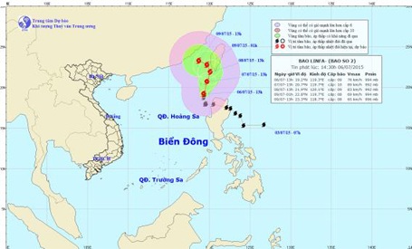 Bão số 2 đang di chuyển sang phía Trung Quốc - 1 Bão số 2 đang di chuyển sang phía Trung Quốc (ảnh: TTDBKTTVTƯ)