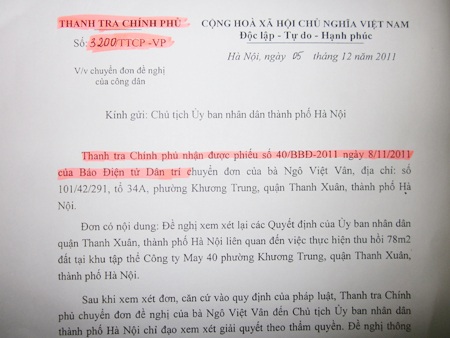 Thanh tra Chính phủ đề nghị Hà Nội làm rõ vấn đề Dân trí đưa tin - 1