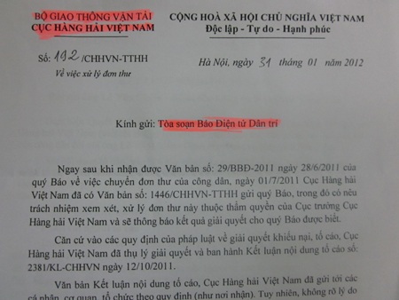 Kết luận vụ tố cáo tại Cảng vụ Hàng hải Vũng Tàu - 1 Kết luận vụ tố cáo tại Cảng vụ Hàng hải Vũng Tàu - 1
