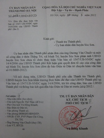 UBND TP. Hà Nội chỉ đạo giải quyết việc Dân trí nêu