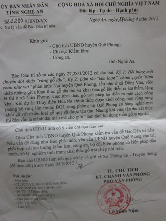 Xử lý nghiêm vụ lâm tặc phá rừng tại Nghệ An