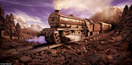 Đoàn tàu và đường ray đều được tạo thành từ sôcôla