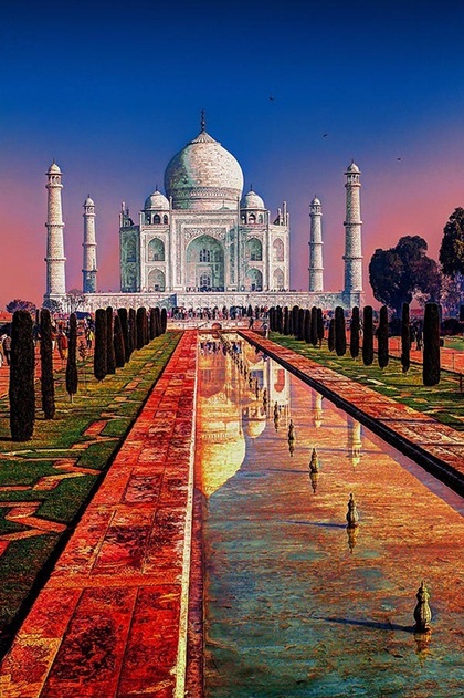 Những địa danh kỳ bí đáng khám phá nhất thế giới - 6 Hoàng hôn ở Đền
Taj Mahal,