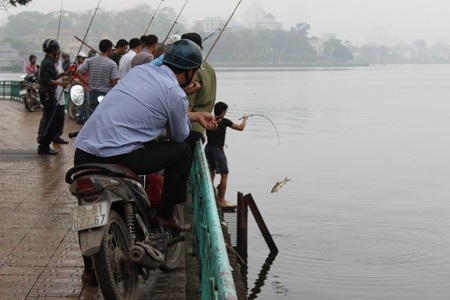 Trời mù, “cần thủ” lại tung hoành tại Hồ Tây