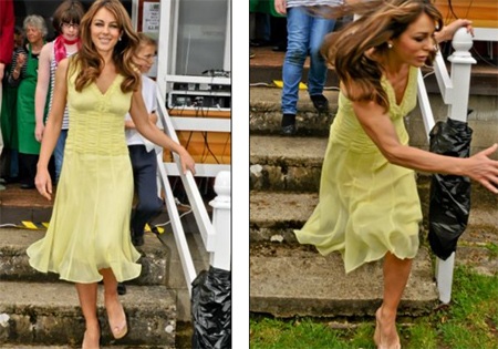 Liz Hurley đỏ mặt vì trượt chân suýt ngã - 2