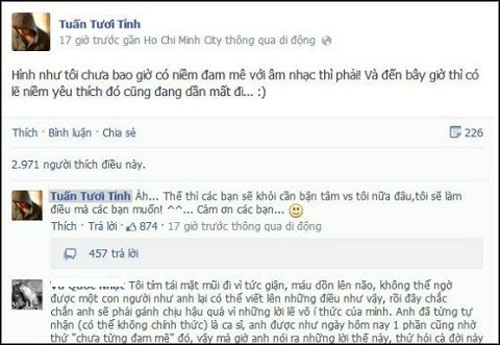 Hội chứng viết “tâm thư” của nghệ sỹ Việt - 3 Những dòng tâm sự trên Facebook của Bùi Anh Tuấn khiến cư dân mạng nổi giận