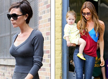 “Vòng một” của Victoria Beckham phồng xẹp bất thường - 2 Vic của năm 1997 (trái) và 2006 (phải)