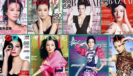 Hình ảnh của đạo diễn Triệu Vy dồn dập trên các bìa báo trước ngày phim ra rạp