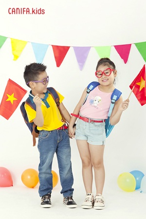“Sao” Đồ rê mí vui đến trường - 4 Hương Thảo và Nhật Minh trong trang phục đến trường của Canifa