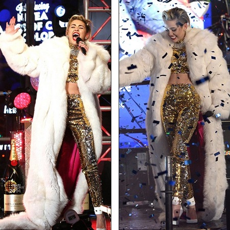 Miley Cyrus kín đáo bất ngờ khi diễn trong đêm giao thừa - 2 VN