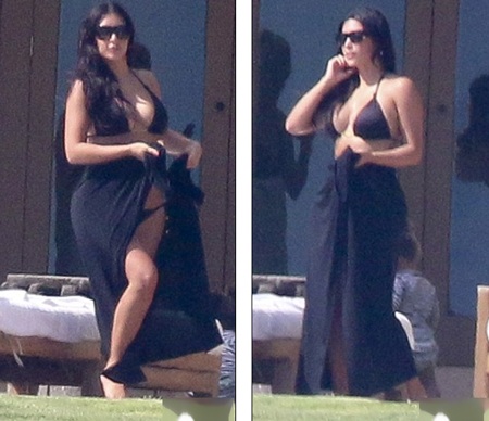 Kim Kardashian diện áo tắm lộ dáng nảy nở - 3 Kim Kardashian
