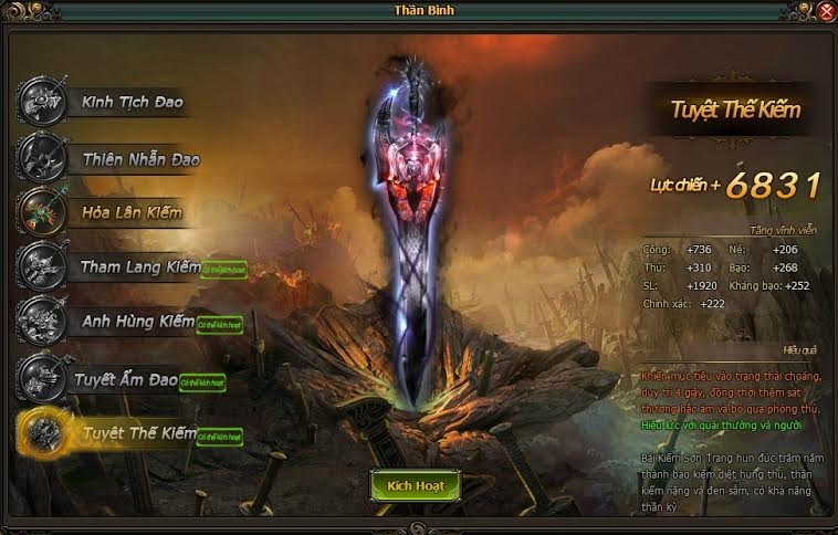 Tuyệt Thế Hảo Kiếm - Đệ nhất bảo kiếm trong game Phong Vân - 3 Tuyệt Thế Hảo Kiếm trong game Phong Vân