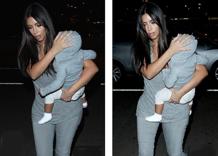 Kim Kardashian và con gái mặc áo đồng màu ra sân bay - 6 Kim Kardashian