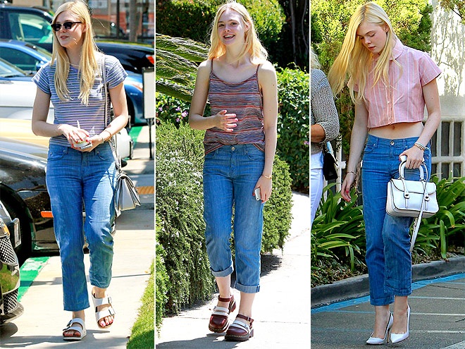 “Sao” và những món đồ “tủ” - 17 Elle Fanning trẻ trung với quần Jeans ống suông Strom.