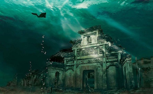 Thị trấn cổ bị chôn vùi dưới nước ở Tây An, Trung Quốc.