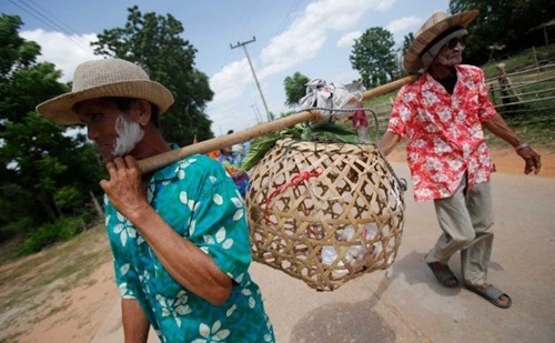 Thời tiết khô hạn, nông dân Thái Lan dùng... mèo cầu mưa - 1 Người dân làng Nakhon Ratchasim đưa mèo đi cầu mưa.