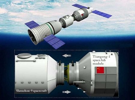 Tàu vũ trụ Trung Quốc trở về trái đất vào ngày mai - 1 Đồ hoạ mô phỏng cuộc kết nối trên vũ trụ.
