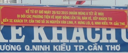 Di dời bến xe Cần Thơ - 1 Thông báo về việc di dời bến xe Cần Thơ