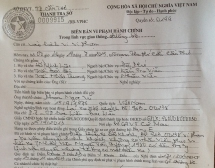 Có hay không việc Thanh tra giao thông rút súng đe dọa người vi phạm? - 2 Biên bản vi phạm do Thanh tra GT Cần Thơ lập