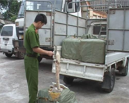 Tuồn hàng trăm con chim lậu qua biên giới vào Việt Nam - 1 Hàng trăm kg tràng lợn nhập lậu từ Trung Quốc bị lực lượng chức năng thu giữ.