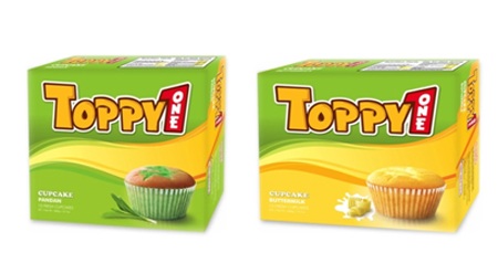 Sức hút khó cưỡng từ bánh Toppy1 - 2 Bao bì mới của Toppy1 cupcake nhân dứa và nhân bơ sữa.