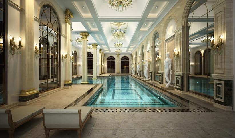 Hai bể bơi bốn mùa nằm trên tầng mái, tầm nhìn ngoạn mục bao quát toàn thành phố.