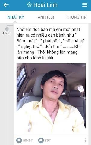 Hoài Linh rất chăm chỉ cập nhật trên trang cá nhân.