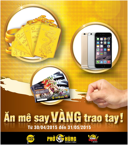 Nhận iPhone 6 cùng Ăn mê say, vàng trao tay