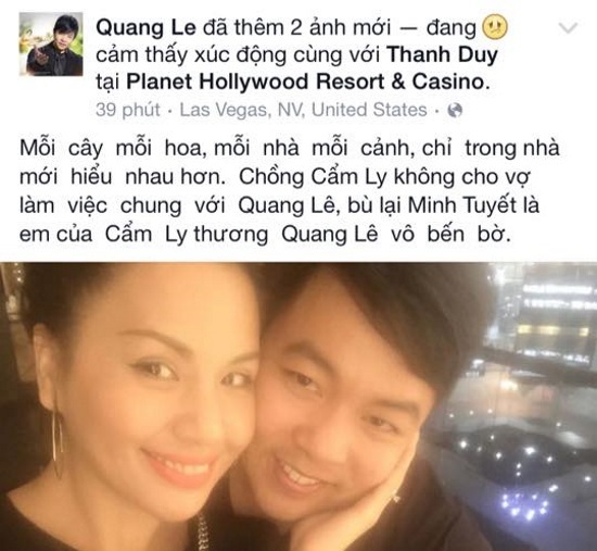 Vừa dính scandal, Quang Lê lại muốn chia rẽ chị em Cẩm Ly? - 1 Đoạn chia sẻ của Quang Lê về quan hệ với Cẩm Ly và Minh Tuyết